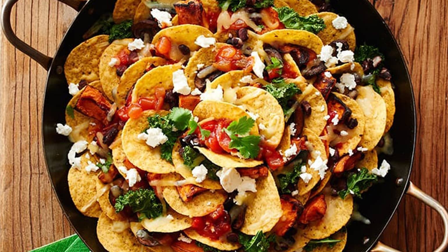 Roasted Vegetable and Black Bean Nachos_Hero